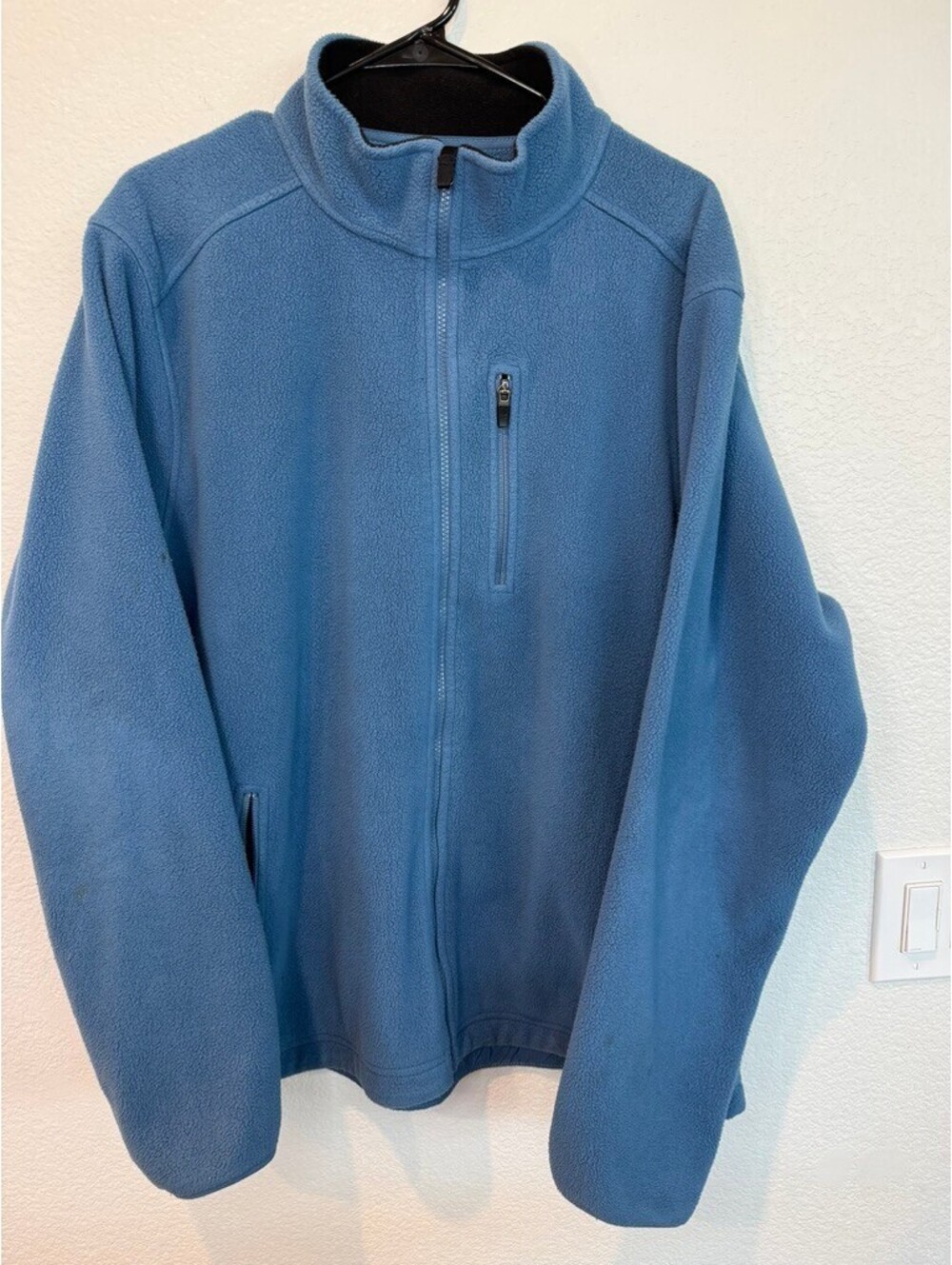 VTG L.L. Bean Blue Full-Zip Fleece Jacket with Chest Pocket, Size L (SEE PICS)